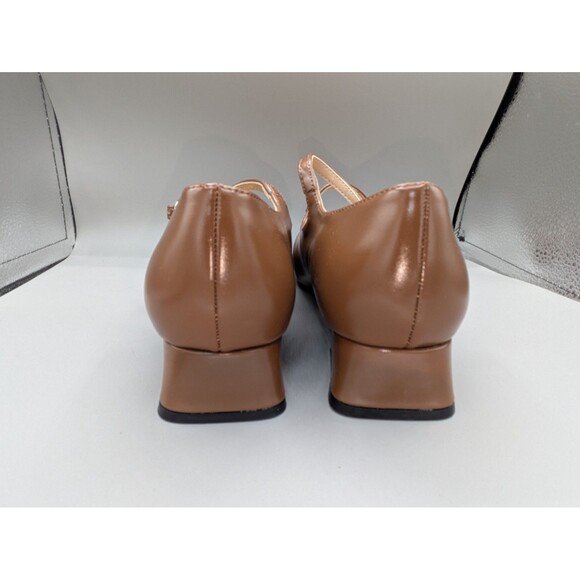 C. Paravano Mary Jane Flat EU 39.5  / 9.5 brown square Toe Shoe Ballet Leather - Picture 7 of 8